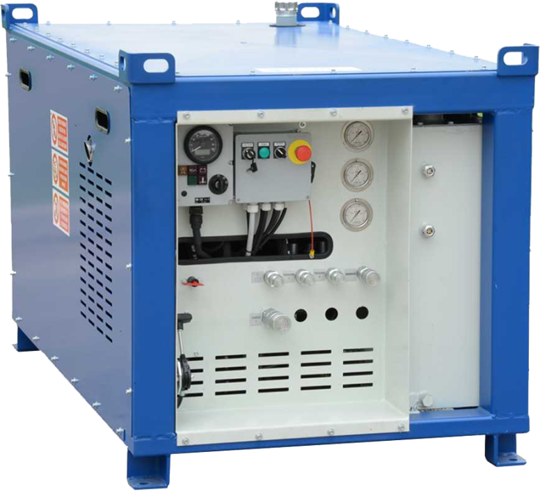 Hydraulic power units with permanent oil flow